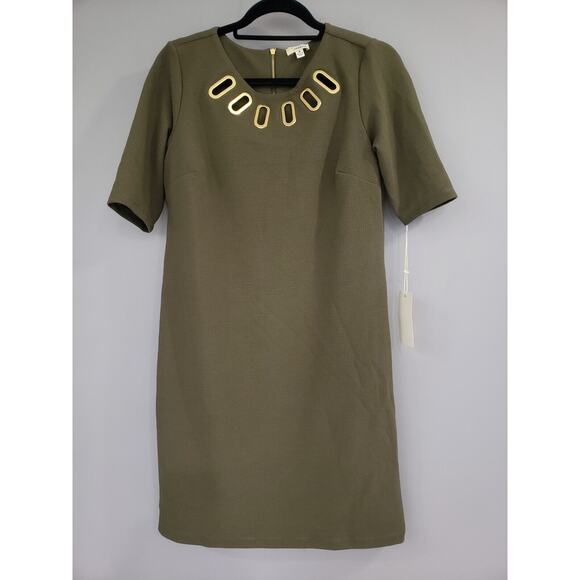 NEW Size Medium Boho Green Gold Slip On Dress Fall Boho Bohemian Beach Sundress - Picture 1 of 5
